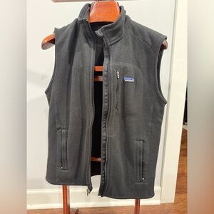 Patagonia Black Fleece Vest with Stand-Up Collar